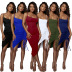 Solid Color Low Cut Split Cami Dress NSCQ65950