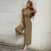 wholesale clothing Nihaostyles solid color sexy nine-point wide-leg jumpsuit NSYIC66050