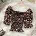 wholesale women s clothing Nihaostyles floral short paragraph puff sleeve small shirt  NSYID66212