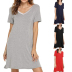 wholesale women s clothing Nihaostyles V-neck solid color casual mid-length dress NSXIA66234