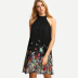 Sleeveless Halter Neck Pleated Loose Floral Dress NSXIA66250