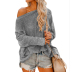 wholesale women s clothing Nihaostyles slanted shoulder long-sleeved pullover loose sweater NSXIA66272