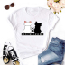 Cartoon Cat High Definition Print Round Neck Slim T-Shirt NSYAY66497
