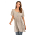 wholesale women s clothing Nihaostyles round neck short sleeve loose solid color split hem T-shirt NSXIA66283