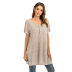 wholesale women s clothing Nihaostyles round neck short sleeve loose solid color split hem T-shirt NSXIA66283