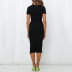 Short-Sleeved Solid Color Lace-Up Slim Short-Sleeved Dress NSJR66103