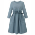 wholesale women s clothing Nihaostyles Stitching Color Stitching Waist Ruffle Loose Long Sleeve Dress NSJR66105