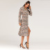 wholesale women s clothing Nihaostyles Lapel Snakeskin Pattern Long Casual Printed Dress NSJR66106