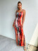 wholesale clothing vendors Nihaostyles painted and printed halter strap slit slim dress NSYI66327