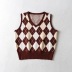 Loose Contrast Color Lattice Knitted Vest NSHS66345
