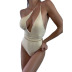 Irregular Double Shoulder Strap Hollow Lace Solid Color Swimwear NSDYS66376