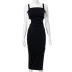 wholesale clothing vendors Nihaostyles solid color halter strap strap high slit dress NSHLJ66447
