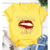 wholesale clothing vendors Nihaostyles Creative lip letter printing casual short-sleeved T-shirt  NSYAY67082