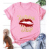 wholesale clothing vendors Nihaostyles Creative lip letter printing casual short-sleeved T-shirt  NSYAY67082
