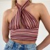 Nihaostyle Clothing Wholesale new women s halter striped neck strap sexy mesh top NSHML66631