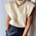 Solid Color Sleeveless High Neck Casual Sweater NSHML66635