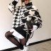 Houndstooth Knitted Casual Retro Pullover Sweater NSHML66653