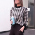 geometric Houndstooth Knitted Casual Retro Pullover Sweater NSHML66654