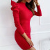 Round Neck Solid Color Slim Sexy Dress NSHML66659