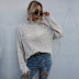 Nihaostyle Clothing Wholesale loose strapless hole long-sleeved high-neck solid color knitted sweater NSYYF66664