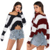 Nihaostyle Clothing Wholesale otoño nuevo suéter de manga larga de punto con cuello en V a rayas NSYYF66668