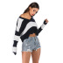 Nihaostyle Clothing Wholesale otoño nuevo suéter de manga larga de punto con cuello en V a rayas NSYYF66668