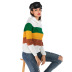 wholesale clothing vendors Nihaostyles stripes contrast color pile collar base knitted long-sleeved sweater NSYYF66672