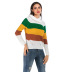 wholesale clothing vendors Nihaostyles stripes contrast color pile collar base knitted long-sleeved sweater NSYYF66672