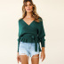 Solid Color V-Neck Bow Knitted Top NSHYG66707