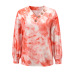 Tie-dye printing v-neck long sleeve polyester pullover casual blouse NSHYG66729