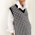wholesale clothing vendors Nihaostyles loose houndstooth V-neck pullover knitted vest  NSBY66747