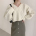 wholesale clothing vendors Nihaostyles loose small twist v-neck bat sleeve pullover long-sleeved sweater NSBY66768
