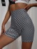wholesale clothing vendors Nihaostyles Black and White Plaid Printed High Waist Tight Leggings Shorts NSGMY66774