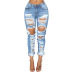 Mid Waist Ripped Non-Stretch Jeans NSSF66899