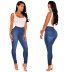 Slim Solid Color Hip Lifting Jeans NSYB66908