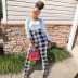 wholesale women s clothing Nihaostyles plaid print contrast color suspender jumpsuit NSJYF66917