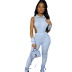 wholesale women s clothing Nihaostyles solid color sleeveless lapel hollow zipper one-piece pants tight-fitting hip elastic jumpsuit NSJYF66919