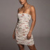 wholesale women s clothing Nihaostyles print pleated suspender mid-waist slim dress NSJYF66929