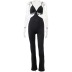 Solid Color Halter Low-Cut Hollow Stitching High-Waist Jumpsuit NSJYF66934