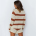 nihaostyle clothing wholesale women s casual sports striped sweater set NSSX66960