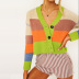 nihaostyle clothing wholesale autumn and winter new hit color striped long-sleeved short knitted cardigan NSSX66987
