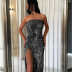 wholesale women s clothing Nihaostyles Wrapped Chest Split Sexy Dress Sequined Dress  NSYSM67000