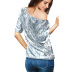wholesale women s clothing Nihaostyles solid color sequins slanted shoulder mid-sleeve shirt   NSYSM67006