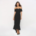 wholesale women s clothing Nihaostyles V-neck strapless short-sleeved tuxedo dress NSYSM67017