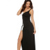 wholesale women s clothing Nihaostyles V-neck black and white stitching sling split dress  NSYSM67027