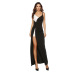 wholesale women s clothing Nihaostyles V-neck black and white stitching sling split dress  NSYSM67027