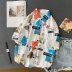 wholesale clothing vendors Nihaostyles Fashion Lapel Printed Sleeve Loose Shirt NSYID67061