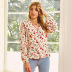 women s V-neck long-sleeved printed shirt nihaostyles clothing wholesale NSAL72717