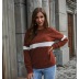suéter de manga larga con costuras a rayas para mujer nihaostyles ropa al por mayor NSAL72718