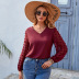 Solid Color V-Neck Lantern Long-Sleeved Chiffon Casual Blouse NSAL72745